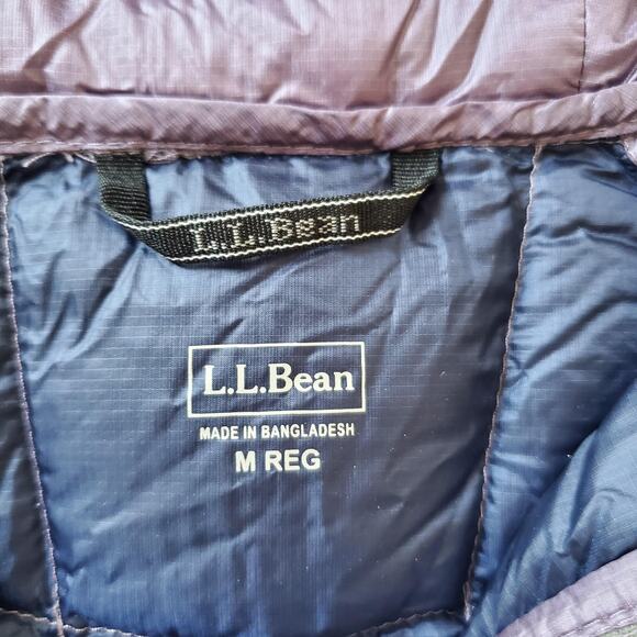 L.L.Bean Jacket Womens Medium Purple Ultralight 850 Down Hooded Puffer DownTek - Picture 5 of 13